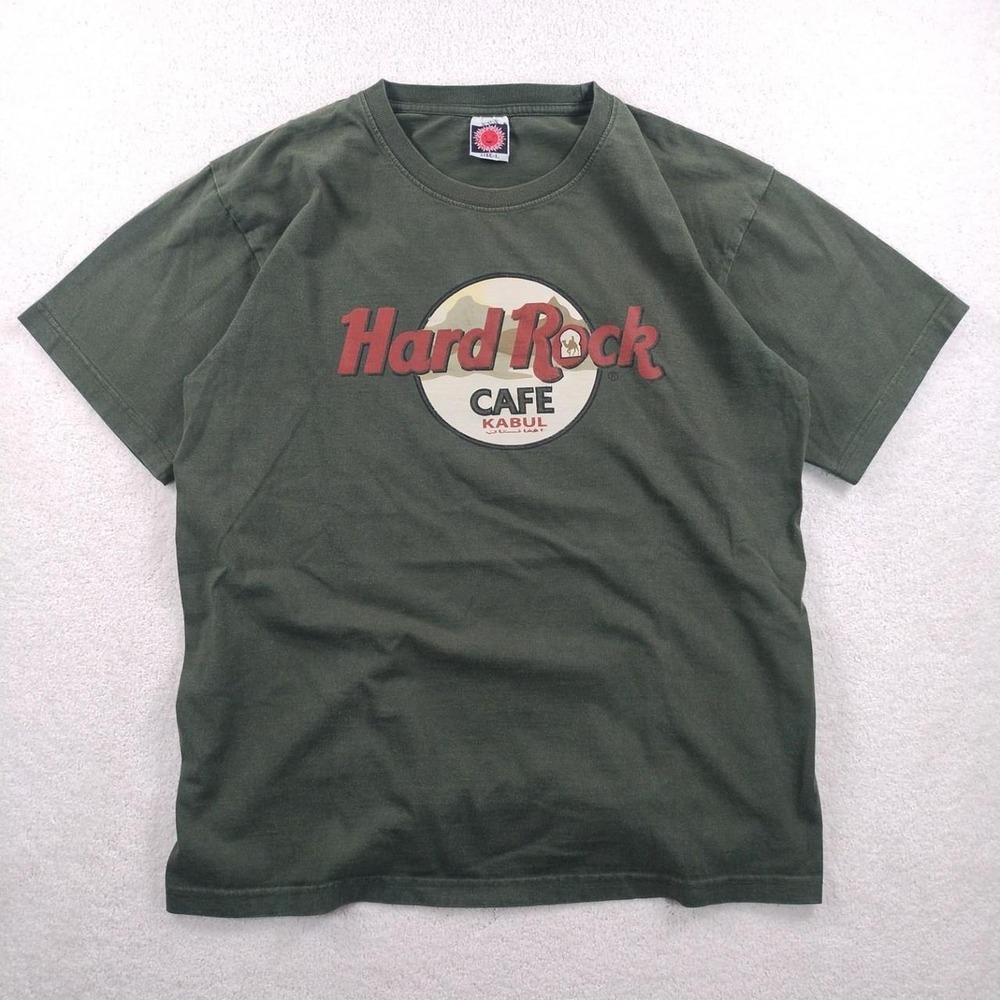 Vintage y2k Kabul Cafe Novelty Graphic Tee Size Large (Fits M/L) Army Green